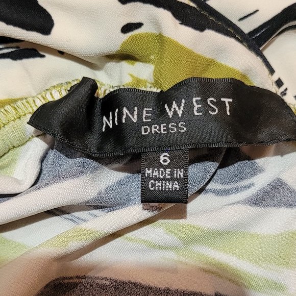 Vintage Nine West Long Dress Olive Green and Black Size 6 - Picture 2 of 9